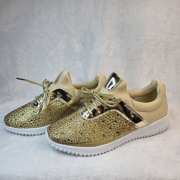 Pazzle Gold Bling Fashion Sneakers - Picture 2 of 6